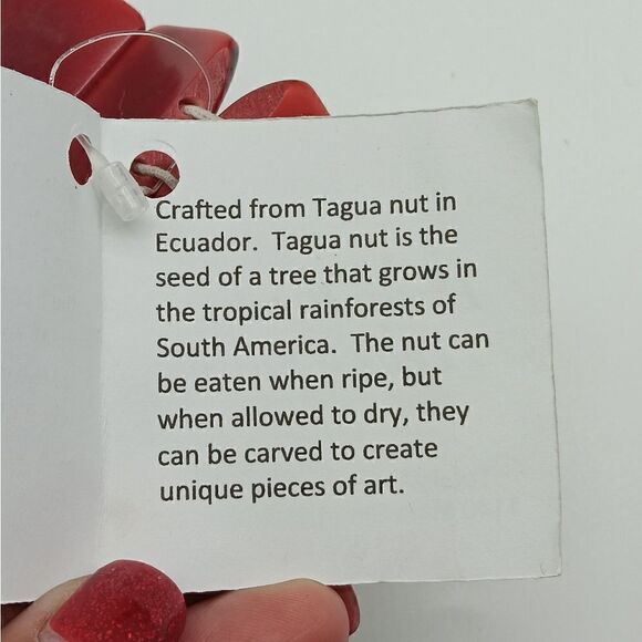 NATURAL HANDCUT Polished 1.25 inch Tagua Nut Red & Black Bracelet - Picture 15 of 15